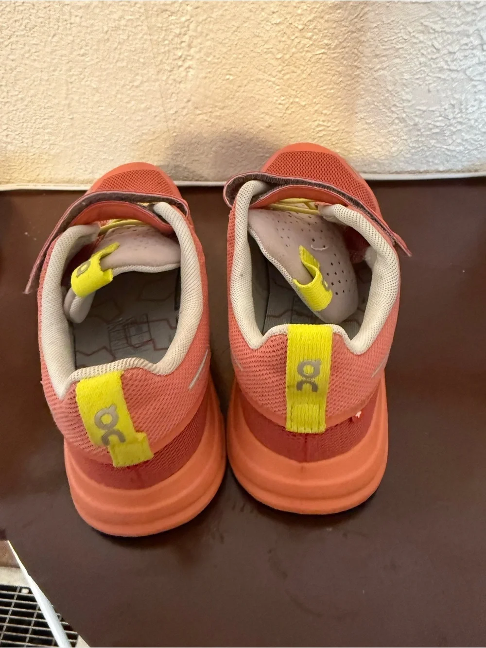 Coral Pink Kids Athletic Sneakers with Yellow Accents